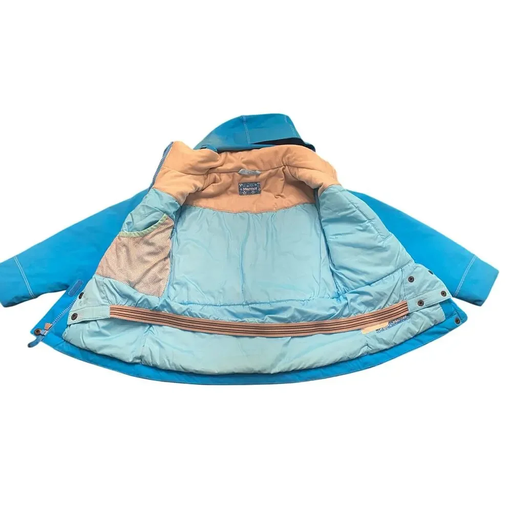 Marmot Girls Gravity Jacket Small Blue Hooded Insulated Ski Snow Coat Waterproof
